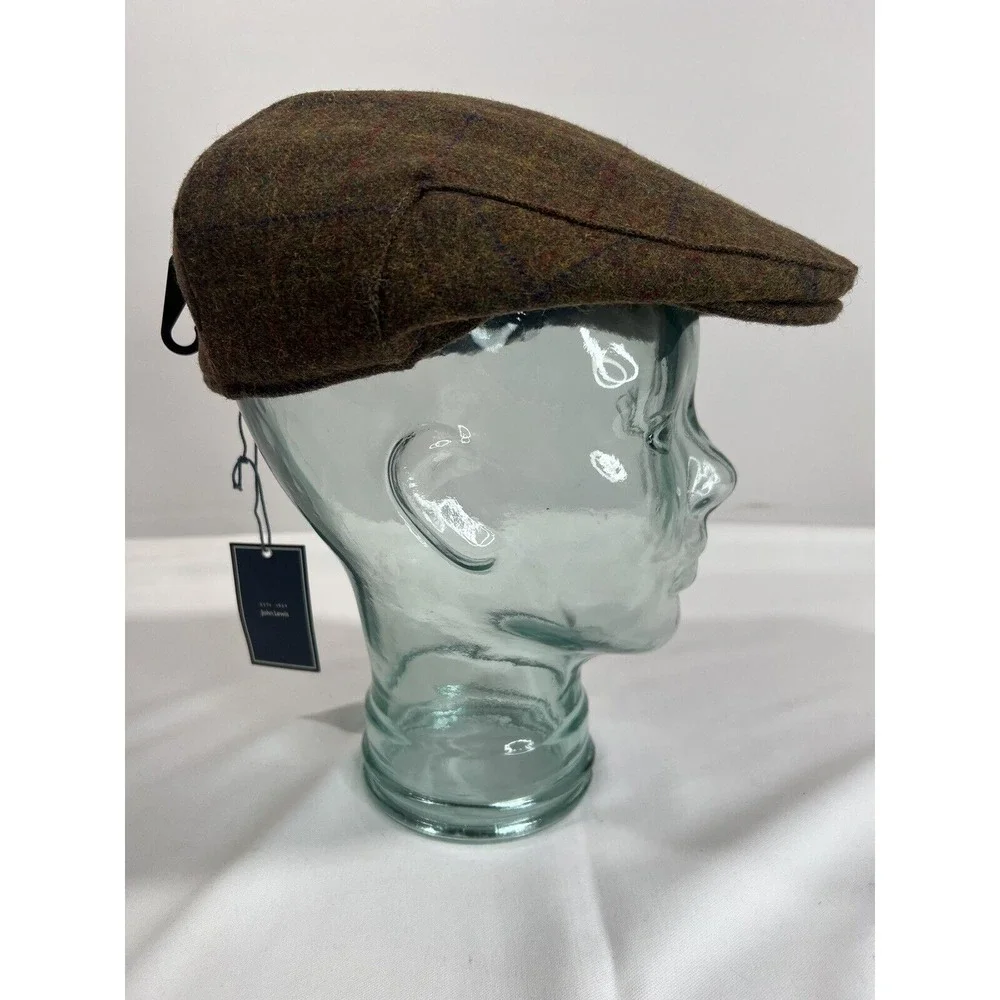 John Lewis Paddy Hat Mens Brown Plaid Quilted Lined‎ Heritage Classic